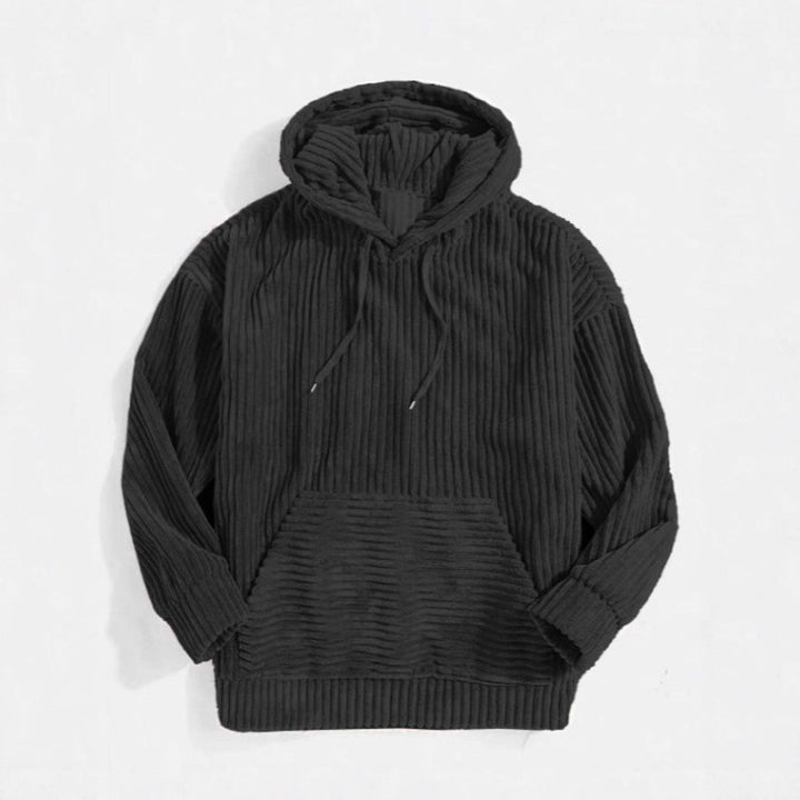 Kvinnors mysiga hoodie i modern ribbdesign Mirla-Eva Jonsson