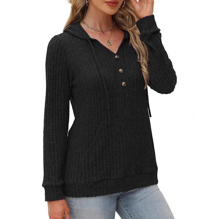 Kvinnors mysiga hoodie med knappslå och sidfickor Mirla-Eva Jonsson