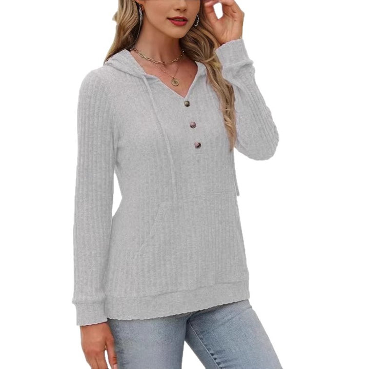 Kvinnors mysiga hoodie med knappslå och sidfickor Mirla-Eva Jonsson