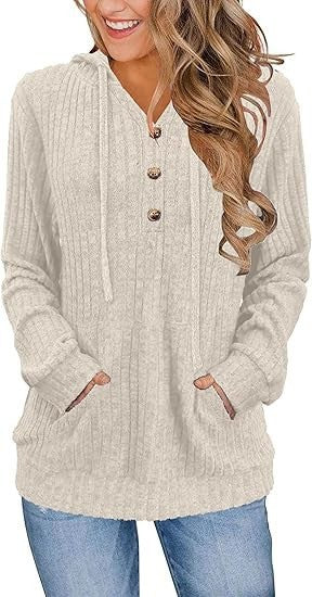 Kvinnors mysiga hoodie med knappslå och sidfickor Mirla-Eva Jonsson