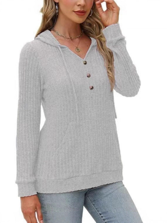 Kvinnors mysiga hoodie med knappslå och sidfickor Mirla-Eva Jonsson