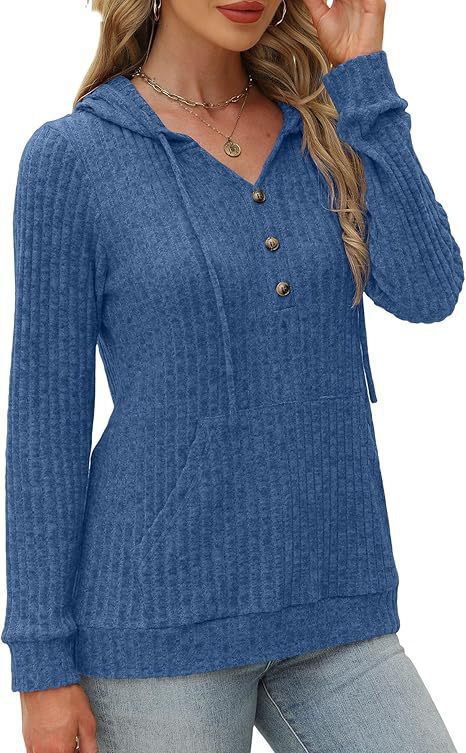 Kvinnors mysiga hoodie med knappslå och sidfickor Mirla-Eva Jonsson