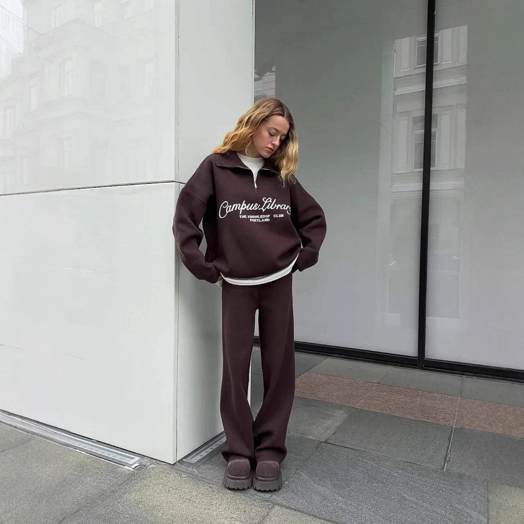 Kvinnors mysiga hoodie och avslappnade byxor set Mirla-Eva Jonsson
