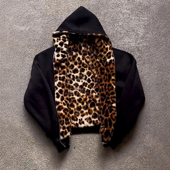 Kvinnors mysiga hoodiejacka med djurprintfoder Mirla-Eva Jonsson