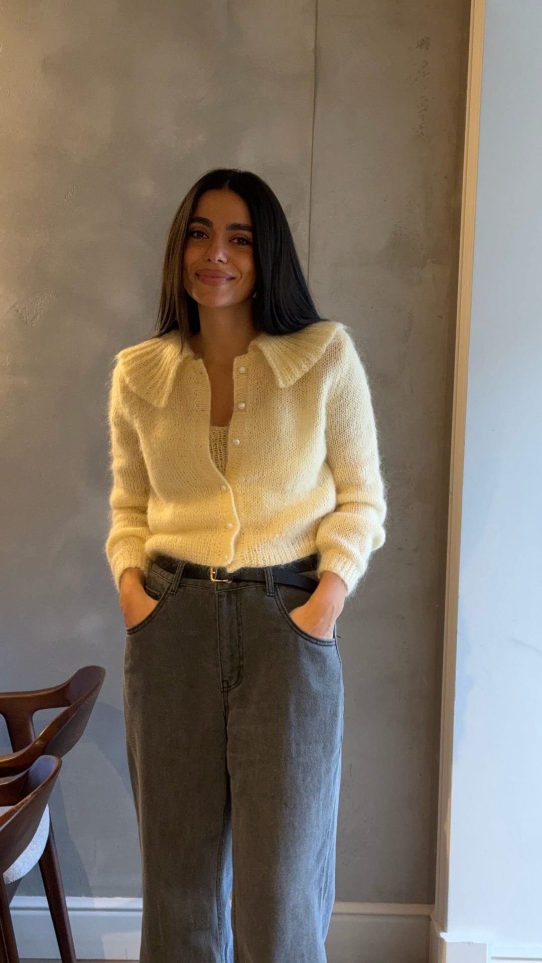 Kvinnors mysiga kavaj med ribbad textur Mirla-Eva Jonsson