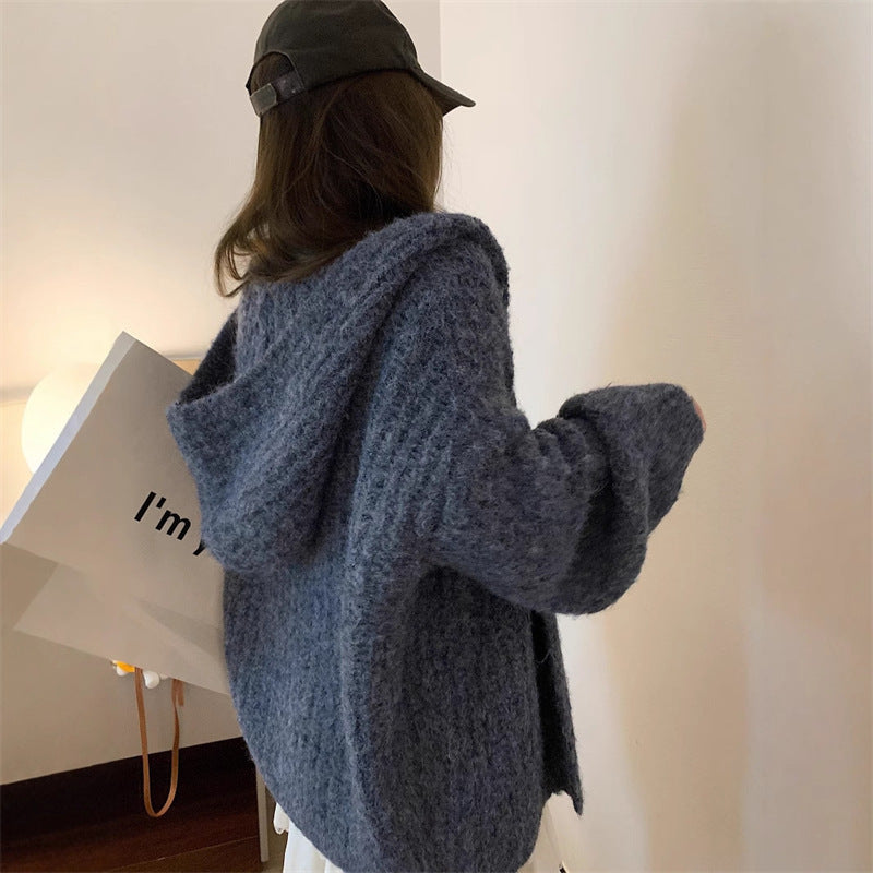 Kvinnors mysiga oversized hoodie-kardigan med djup V-hals och lös passform Mirla-Eva Jonsson