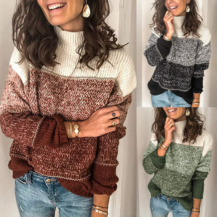 Kvinnors mysiga polotröja i texturerad stickad design Mirla-Eva Jonsson