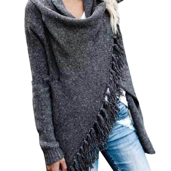 Kvinnors mysiga poncho med fransar Mirla-Eva Jonsson