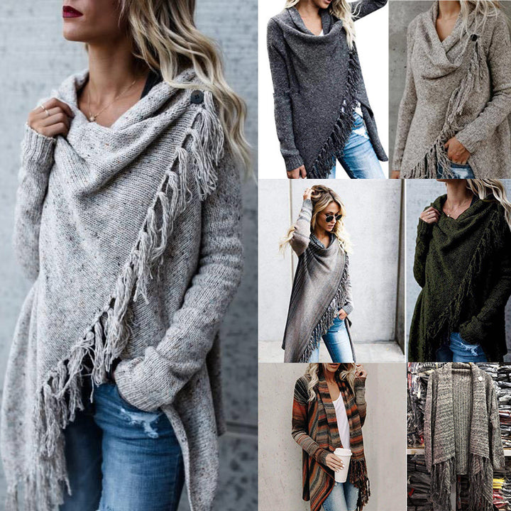 Kvinnors mysiga poncho med fransar Mirla-Eva Jonsson