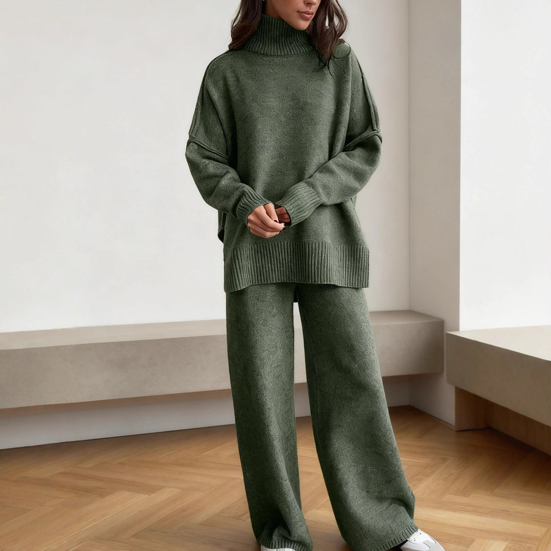 Kvinnors mysiga stickade jumpsuit med hög krage och lös passform Mirla-Eva Jonsson