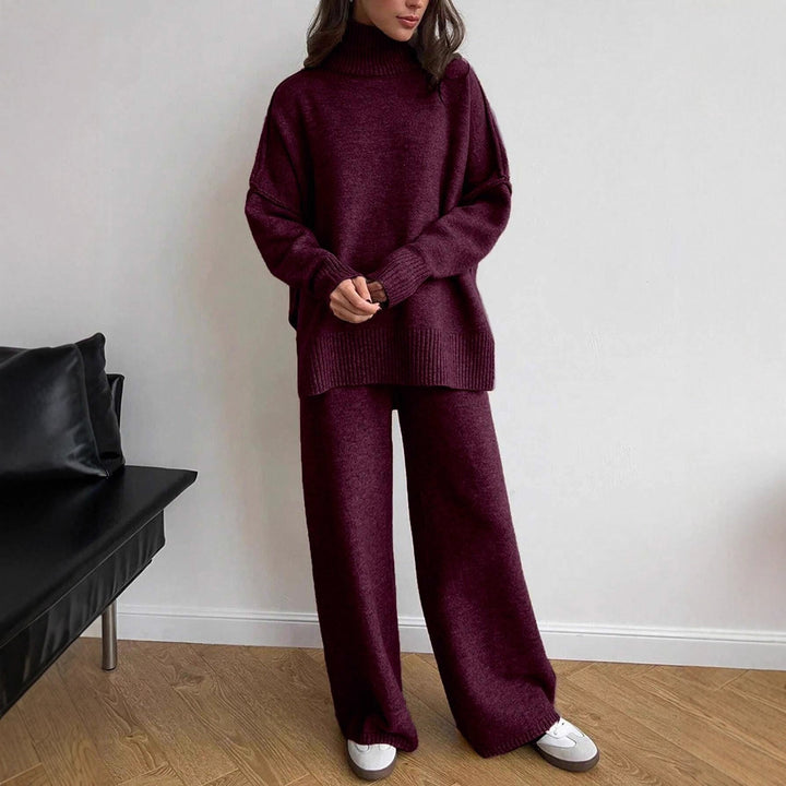 Kvinnors mysiga stickade jumpsuit med hög krage och lös passform Mirla-Eva Jonsson