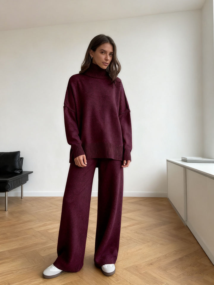Kvinnors mysiga stickade jumpsuit med hög krage och lös passform Mirla-Eva Jonsson