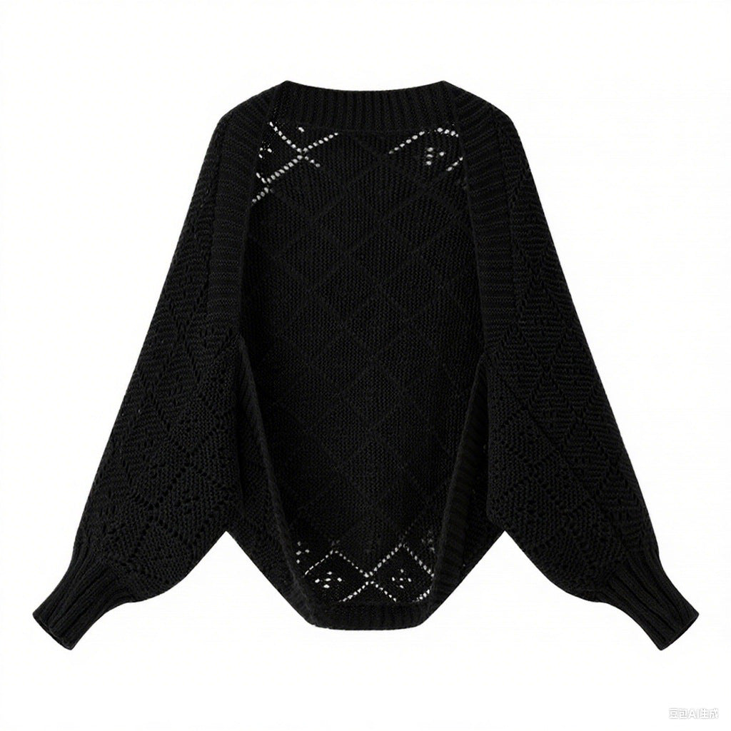 Kvinnors mysiga stickade pullover i modernt diamantmönster Mirla-Eva Jonsson