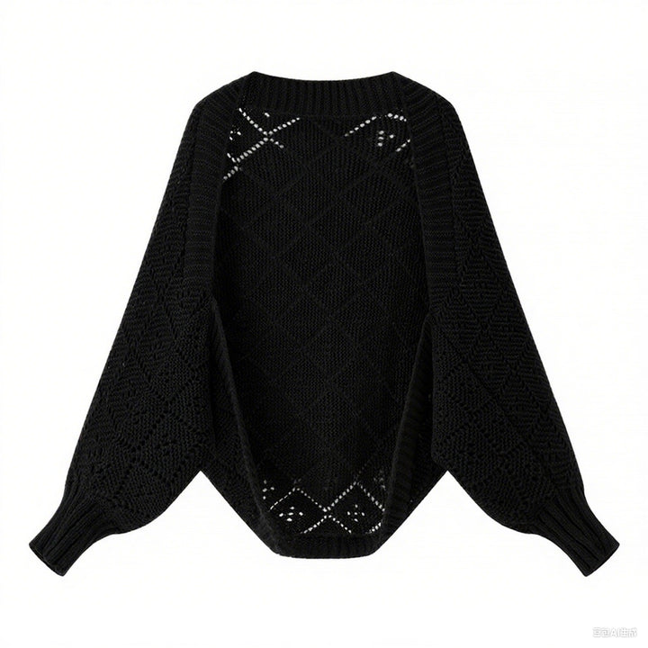 Kvinnors mysiga stickade pullover i modernt diamantmönster Mirla-Eva Jonsson