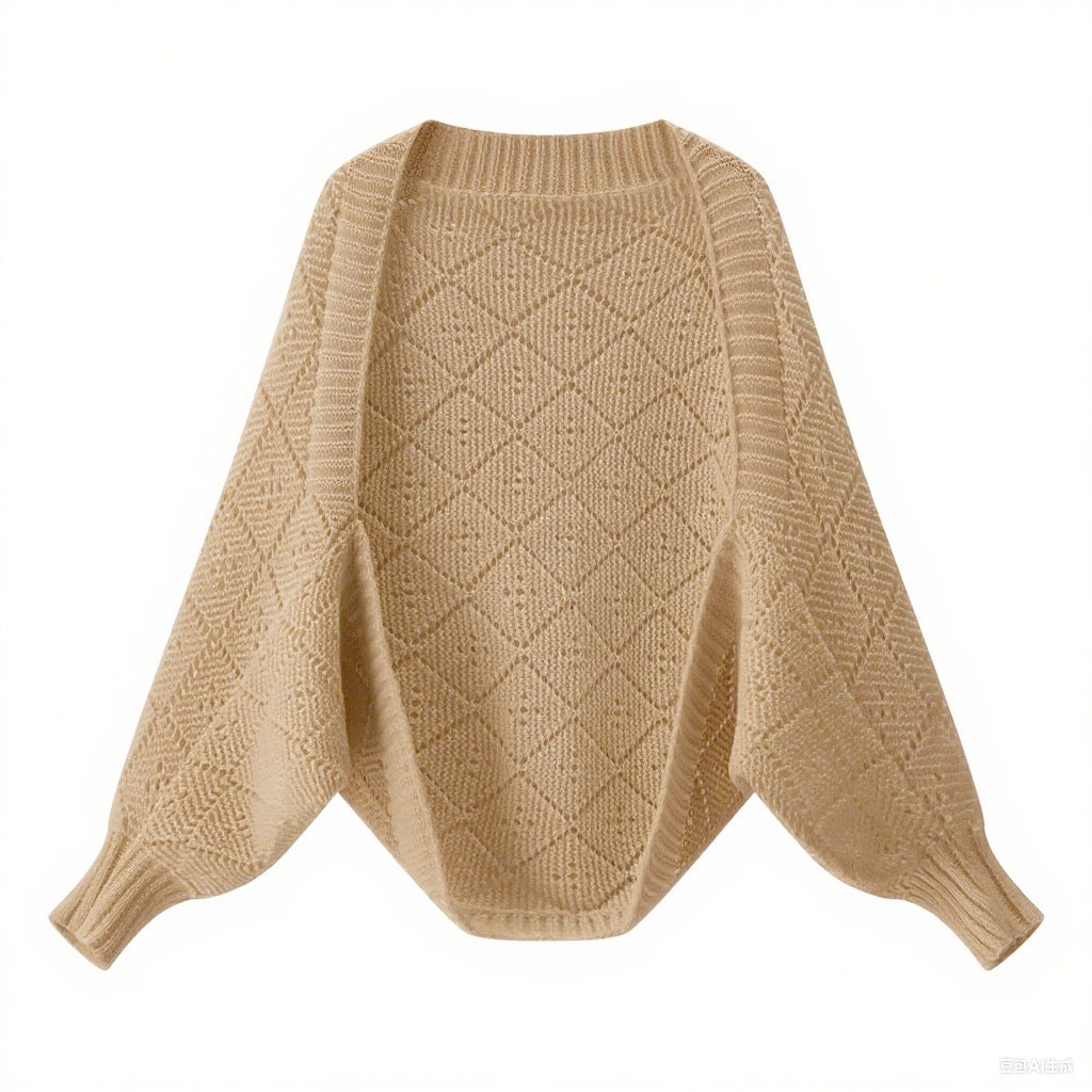 Kvinnors mysiga stickade pullover i modernt diamantmönster Mirla-Eva Jonsson