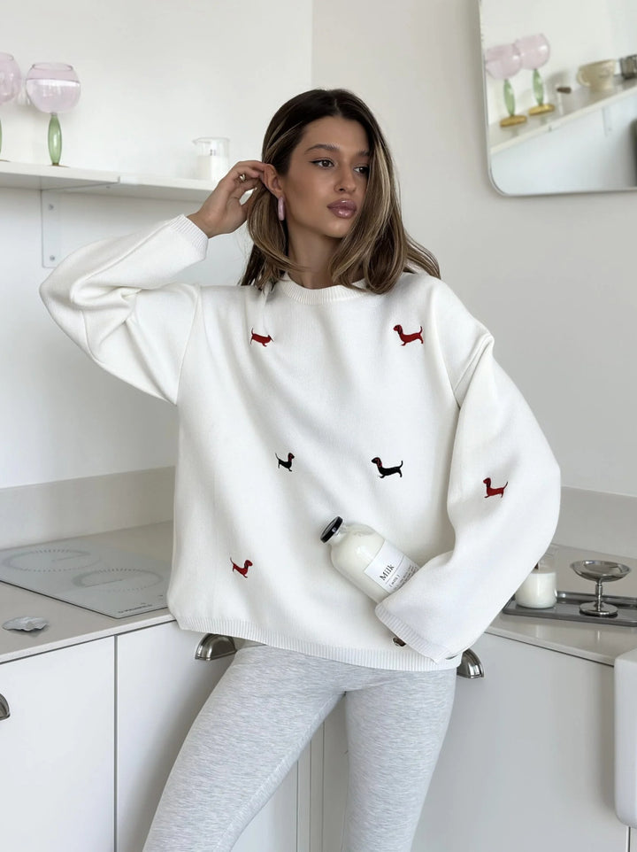 Kvinnors mysiga sweatshirt med lekfullt djurmotiv Mirla-Eva Jonsson