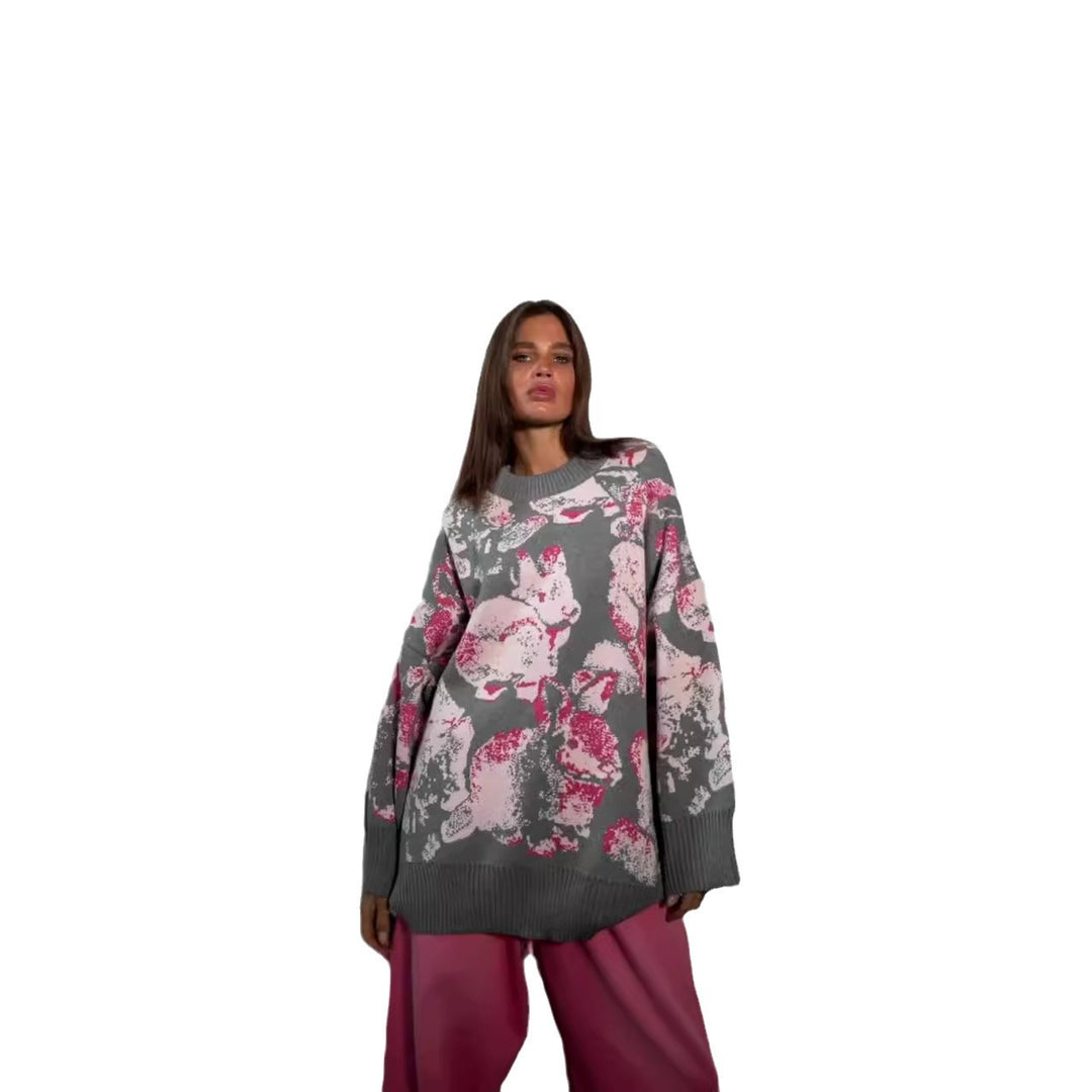 Kvinnors mysiga sweatshirt med trendig blomsterdesign Mirla-Eva Jonsson