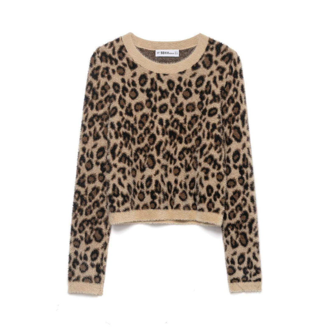 Kvinnors mysiga tröja i leopardlook Mirla-Eva Jonsson