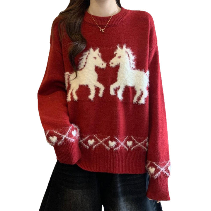 Kvinnors mysiga tröja med enhörningsmönster Mirla-Eva Jonsson