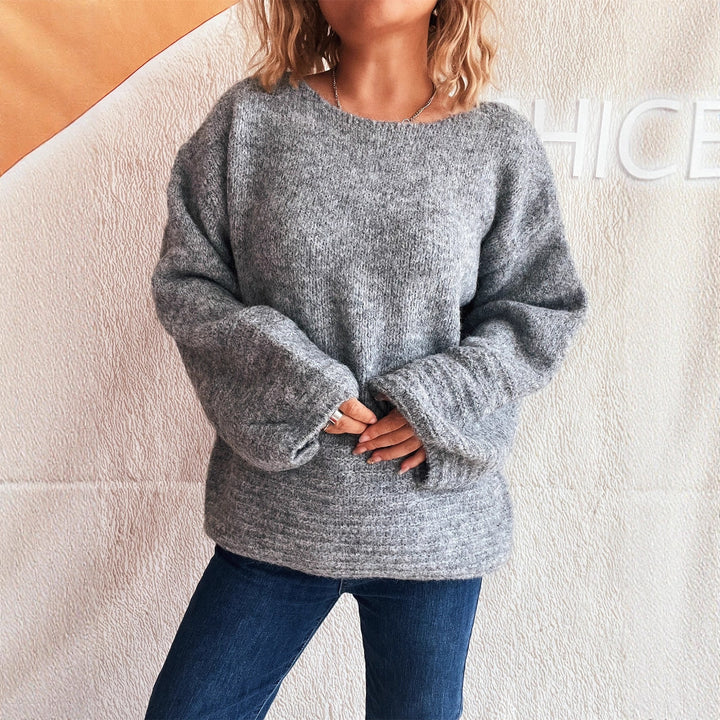 Kvinnors mysiga tröja med oversize-passform och texturerad stickad stil Mirla-Eva Jonsson