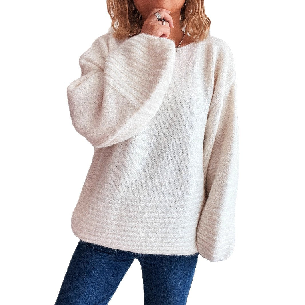 Kvinnors mysiga tröja med oversize-passform och texturerad stickad stil Mirla-Eva Jonsson