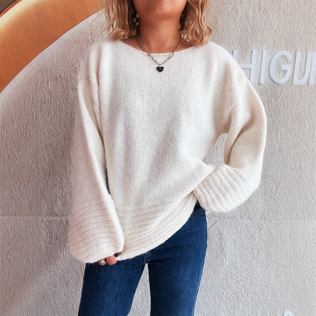 Kvinnors mysiga tröja med oversize-passform och texturerad stickad stil Mirla-Eva Jonsson