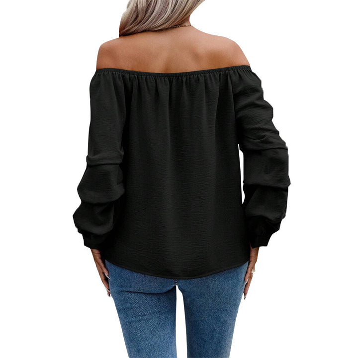 Kvinnors off-shoulder-blus med volangdetaljer och långa ärmar Mirla-Eva Jonsson