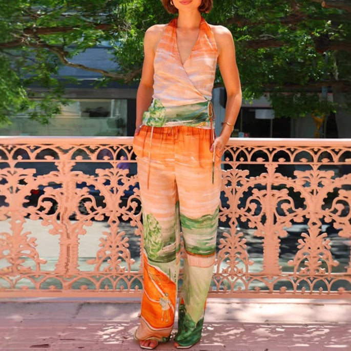 Kvinnors omlott jumpsuit med blommönster och elastisk midja Mirla-Eva Jonsson