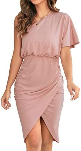 Kvinnors omlottklänning med elegant asymmetrisk skärning och volangdetaljer Mirla-Eva Jonsson