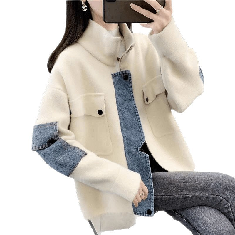 Kvinnors övergångsjacka med modern denimdetalj och hög krage Mirla-Eva Jonsson