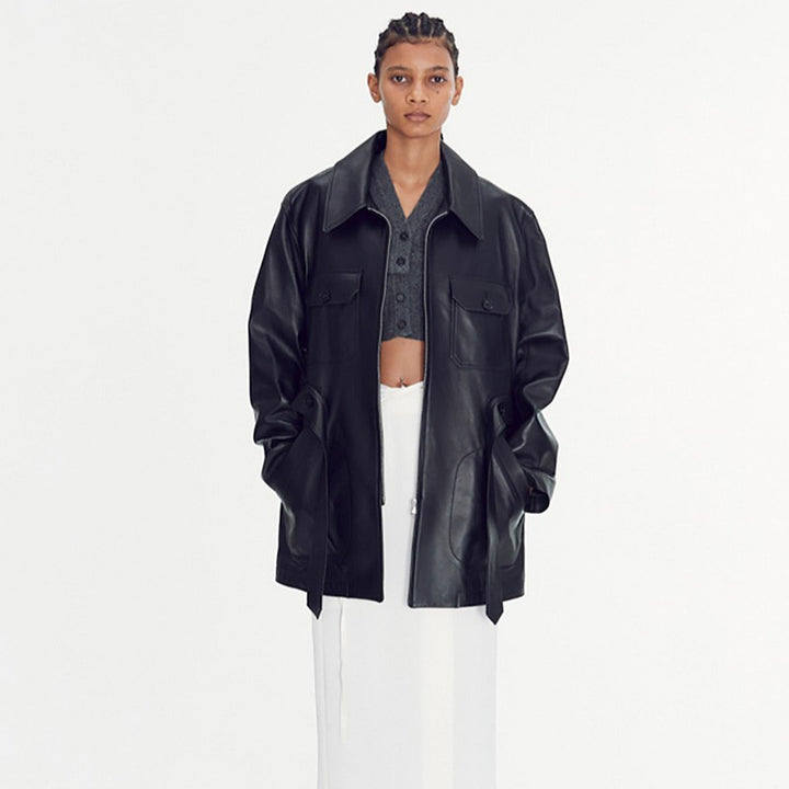 Kvinnors oversize faux läderjacka Mirla-Eva Jonsson