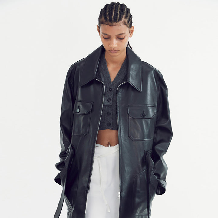 Kvinnors oversize faux läderjacka Mirla-Eva Jonsson