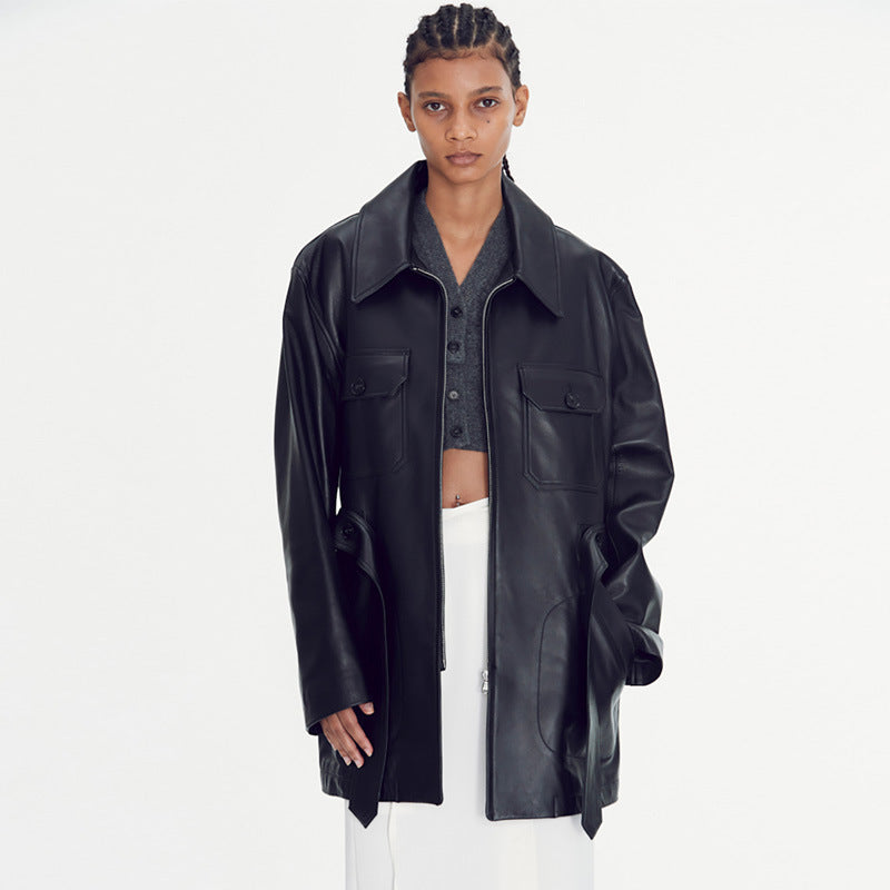 Kvinnors oversize faux läderjacka Mirla-Eva Jonsson