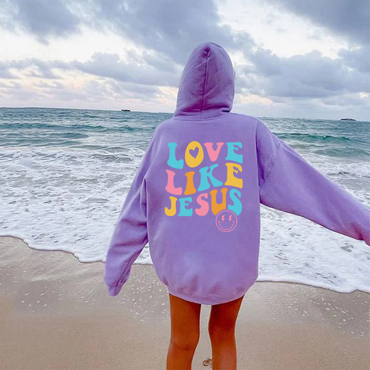 Kvinnors oversize hoodie med färggdruckt tryck Mirla-Eva Jonsson