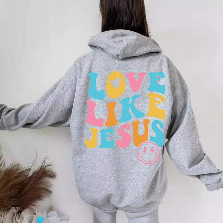 Kvinnors oversize hoodie med färggdruckt tryck Mirla-Eva Jonsson