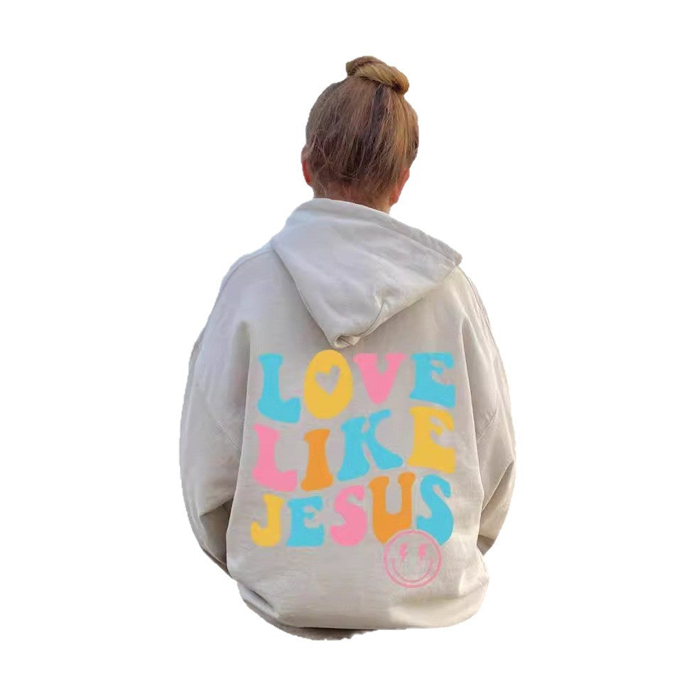 Kvinnors oversize hoodie med färggdruckt tryck Mirla-Eva Jonsson