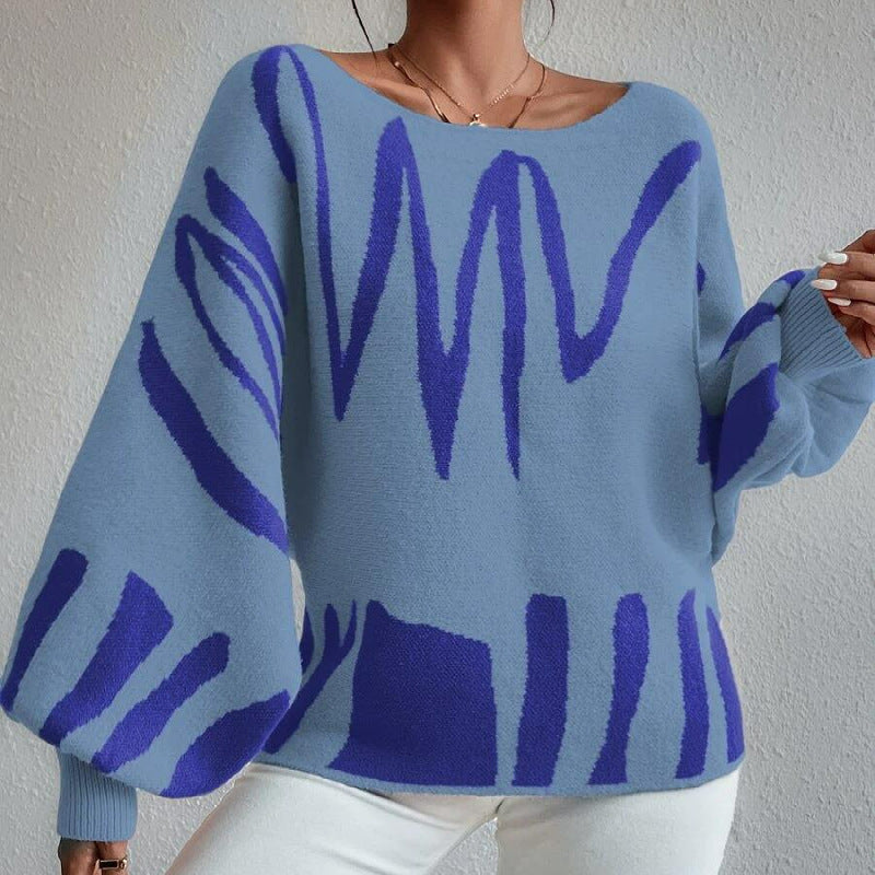 Kvinnors översize stickad tröja med asymmetrisk design och avslappnad halsringning Mirla-Eva Jonsson