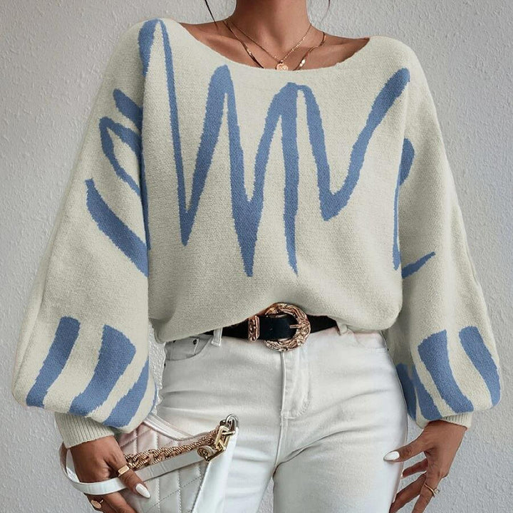 Kvinnors översize stickad tröja med asymmetrisk design och avslappnad halsringning Mirla-Eva Jonsson