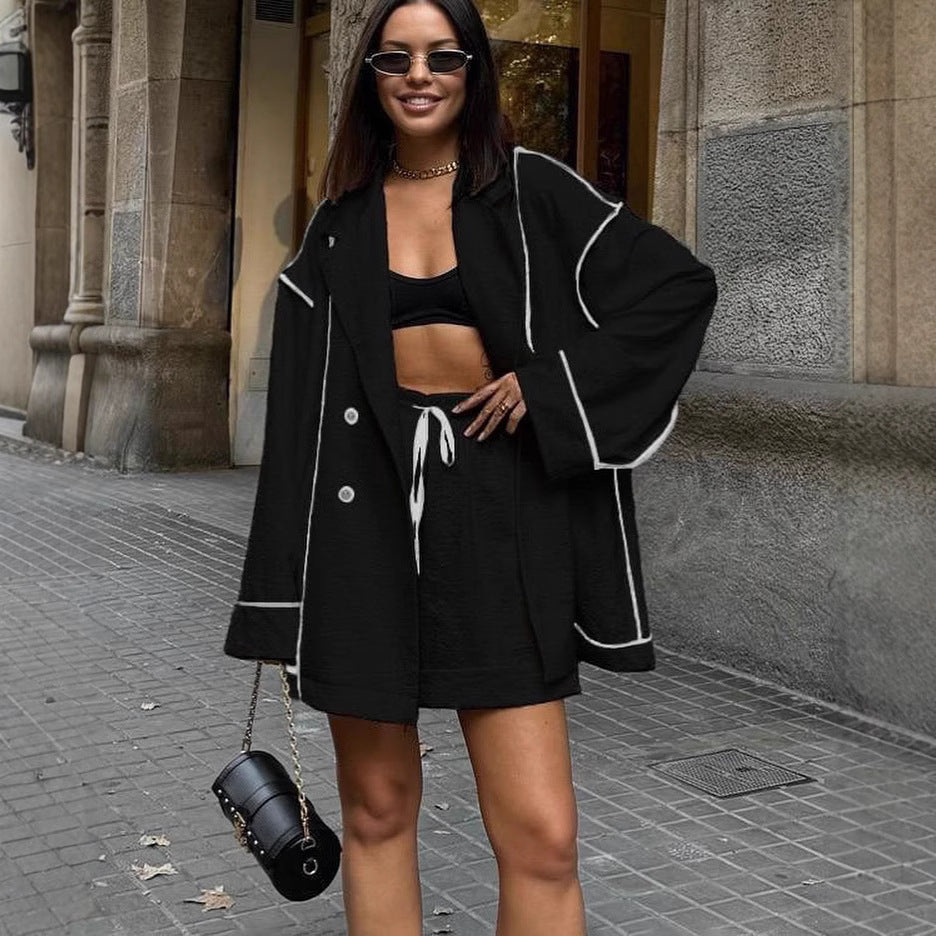 Kvinnors oversized blazerjacka med kontrasterande piping Mirla-Eva Jonsson