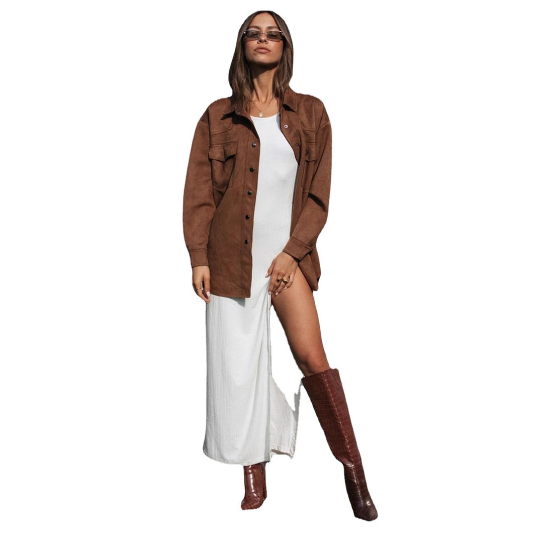 Kvinnors oversized blus gjord av mjukt mockaimitation Mirla-Eva Jonsson