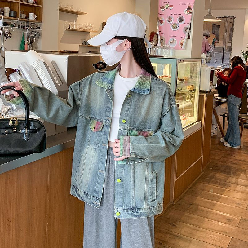 Kvinnors oversized denimjacka med färgglada detaljer Mirla-Eva Jonsson