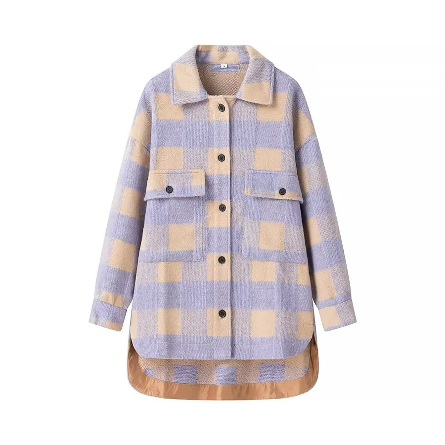 Kvinnors oversized flanelljacka i rutigt mönster Mirla-Eva Jonsson