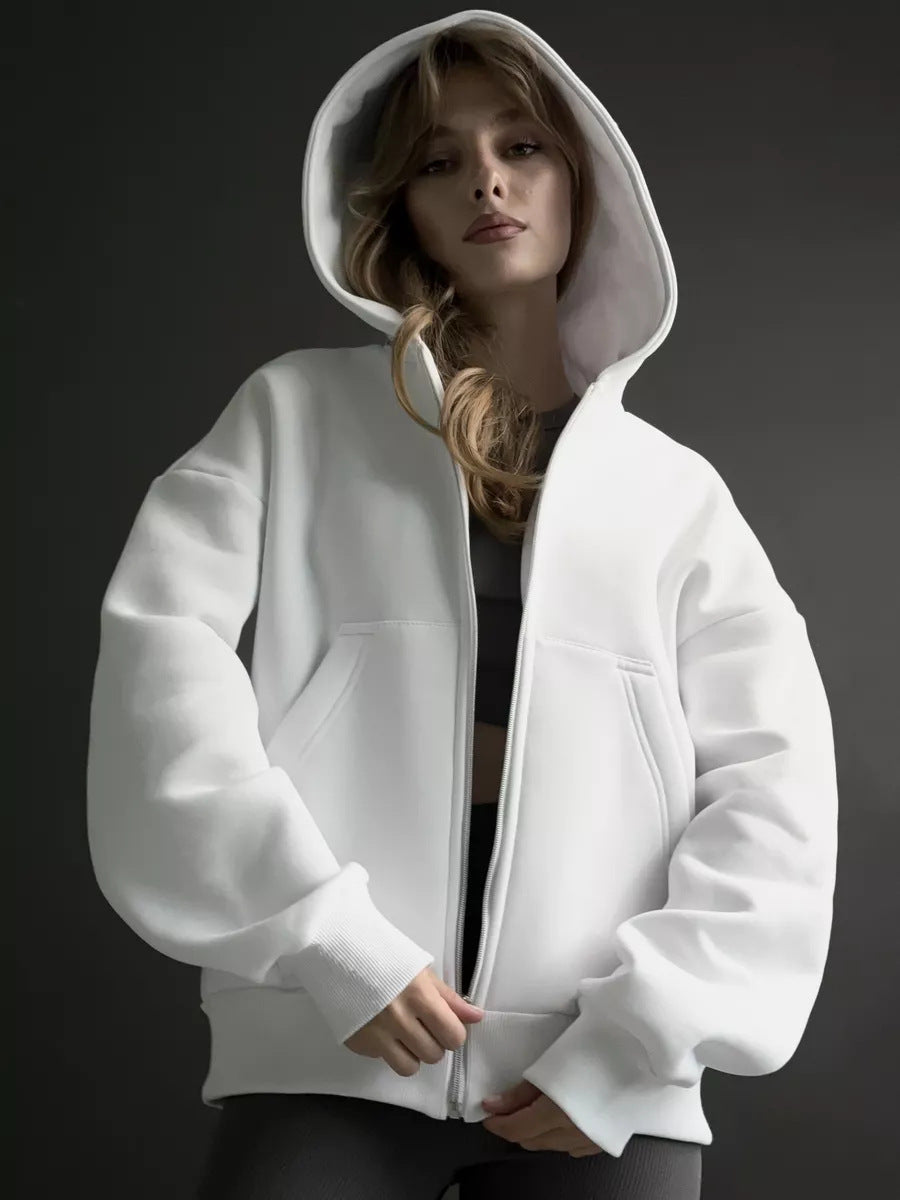 Kvinnors oversized hoodie med dragkedja och stora fickor Mirla-Eva Jonsson