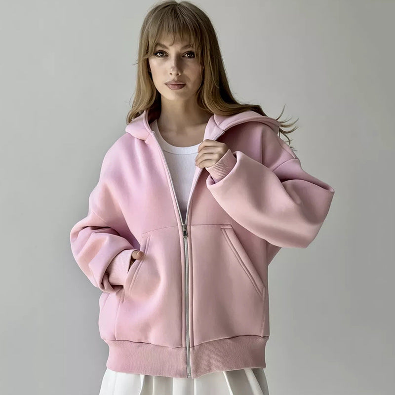 Kvinnors oversized hoodie med dragkedja och stora fickor Mirla-Eva Jonsson