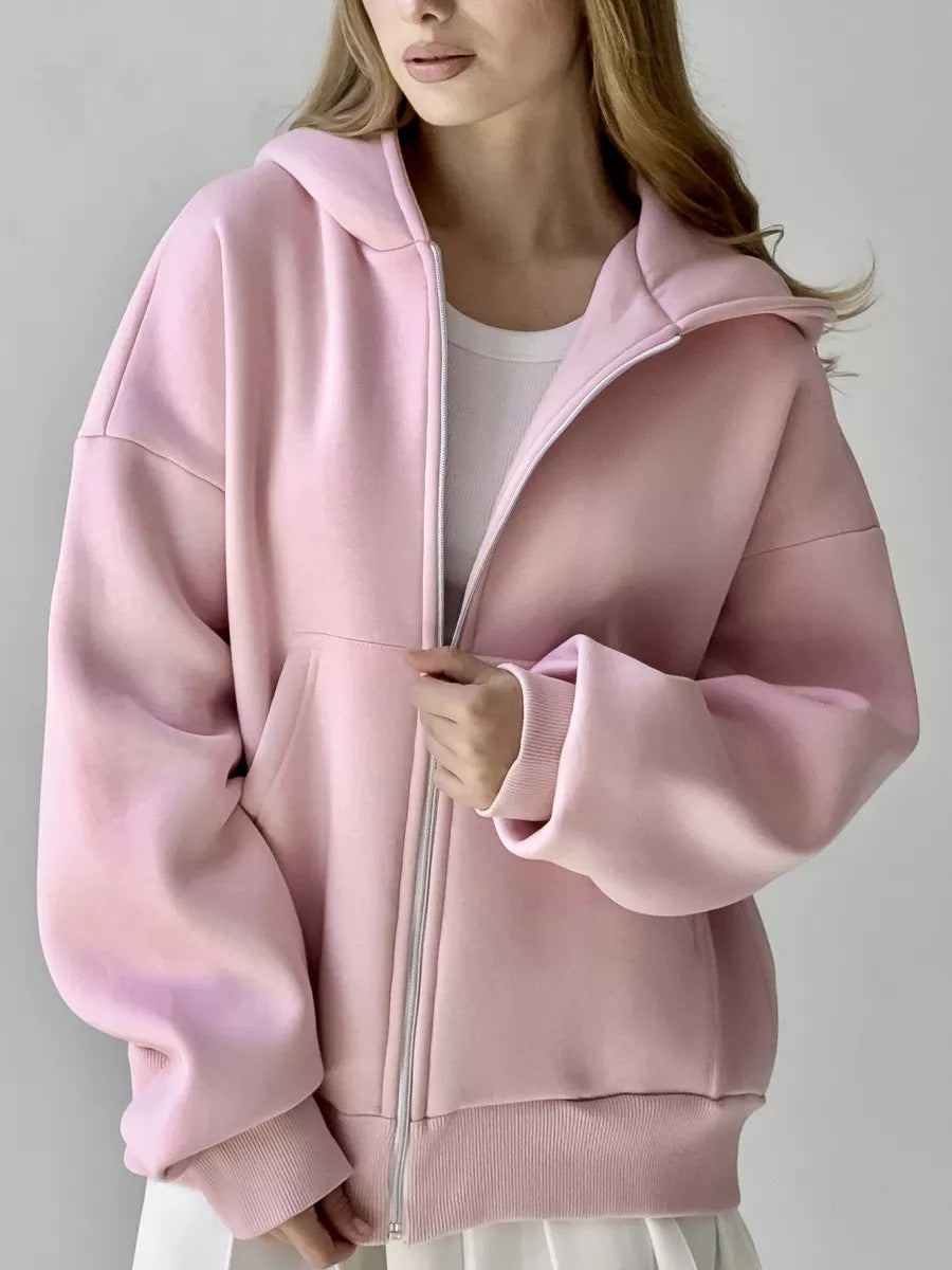 Kvinnors oversized hoodie med dragkedja och stora fickor Mirla-Eva Jonsson