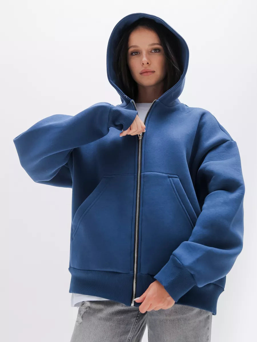 Kvinnors oversized hoodie med dragkedja och stora fickor Mirla-Eva Jonsson