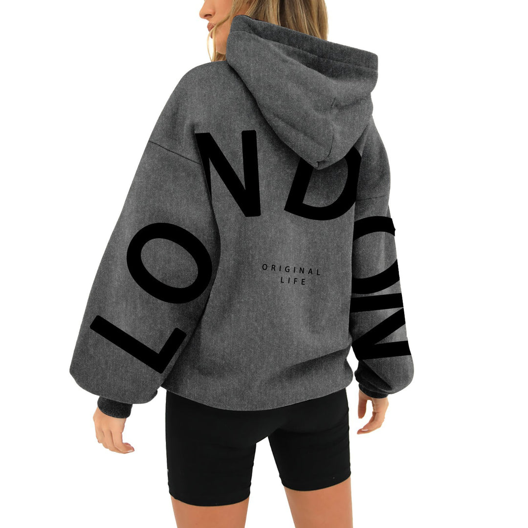 Kvinnors oversized hoodie med trendig London-print Mirla-Eva Jonsson