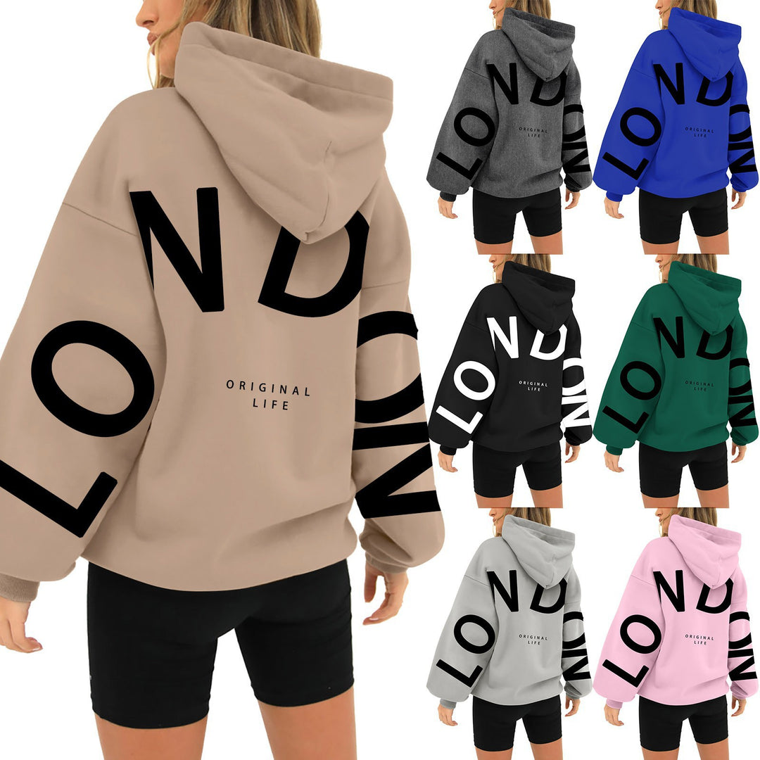 Kvinnors oversized hoodie med trendig London-print Mirla-Eva Jonsson