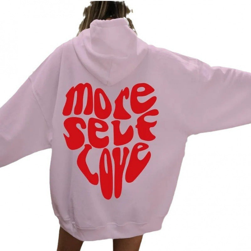 Kvinnors oversized huvtröja med kreativ hjärt-design Mirla-Eva Jonsson