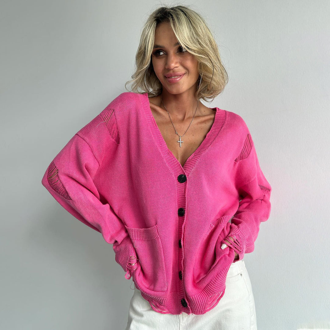 Kvinnors oversized kofta med knapppdetaljer Mirla-Eva Jonsson